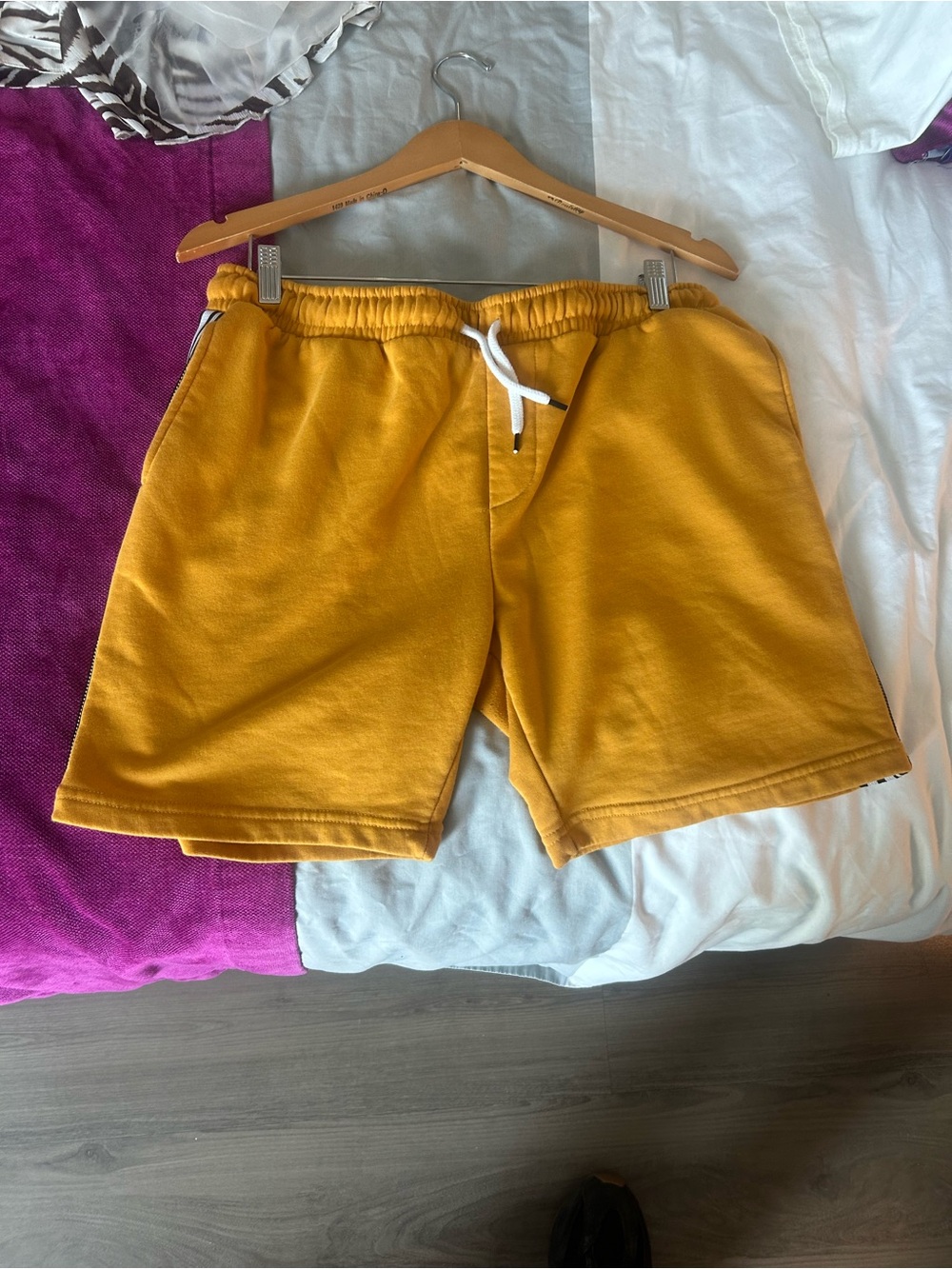 Primark Men's Drawstring Athletic Shorts in Mustard Yellow